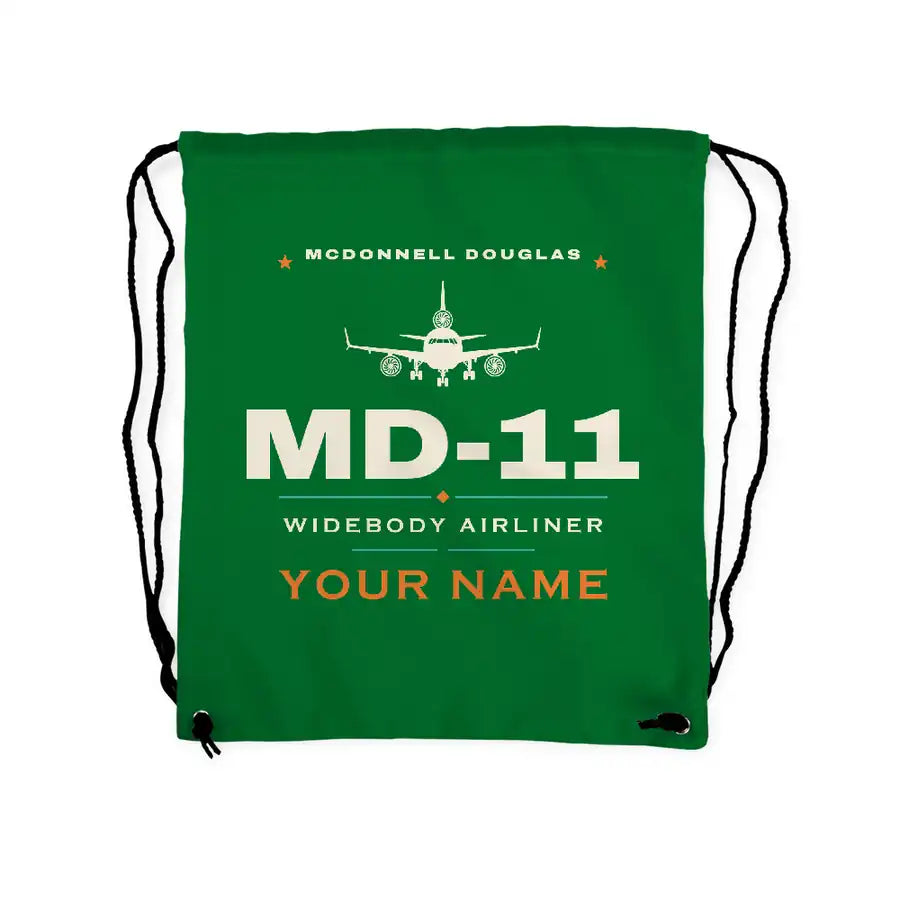 McDonnell Douglas MD-11 - Drawstring Bag - Heritage + Name - Green