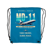 Thumbnail for McDonnell Douglas MD-11 - Drawstring Bag - Original - Light Blue