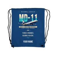 Thumbnail for McDonnell Douglas MD-11 - Drawstring Bag - Original + Name - Blue