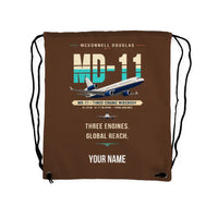 Thumbnail for McDonnell Douglas MD-11 - Drawstring Bag - Original + Name - Brown