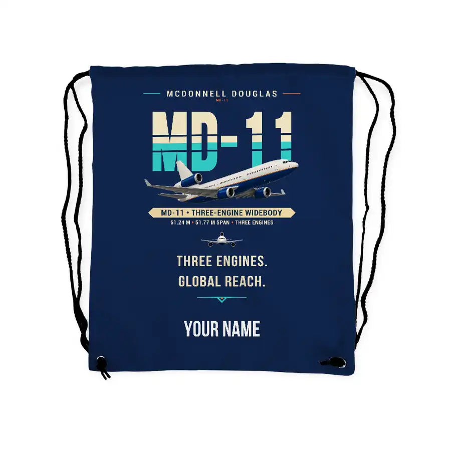 McDonnell Douglas MD-11 - Drawstring Bag - Original + Name - Dark Blue