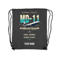 Thumbnail for McDonnell Douglas MD-11 - Drawstring Bag - Original + Name - Gray