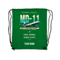 Thumbnail for McDonnell Douglas MD-11 - Drawstring Bag - Original + Name - Green
