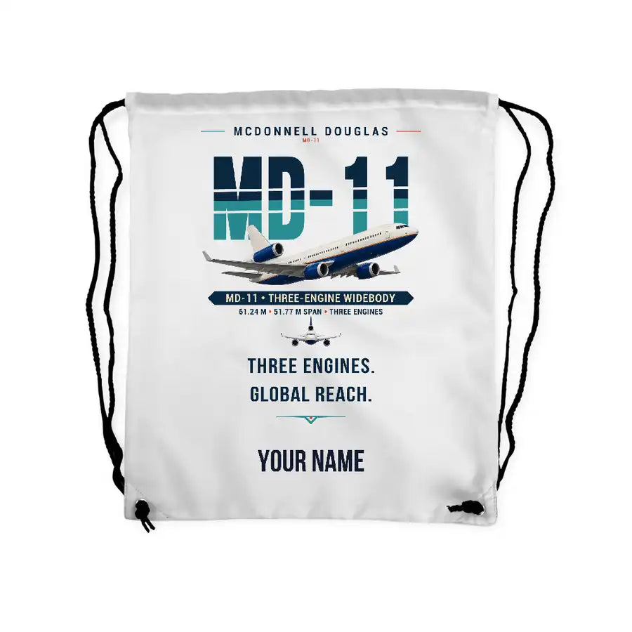 McDonnell Douglas MD-11 - Drawstring Bag - Original + Name - White