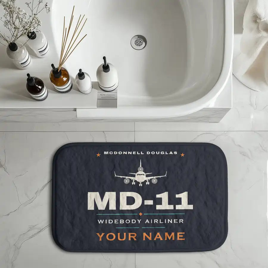 McDonnell Douglas MD-11 - Heritage + Name - Bath Mat