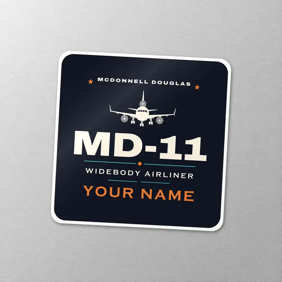 McDonnell Douglas MD-11 - Heritage + Name - Square Sticker - Close-up