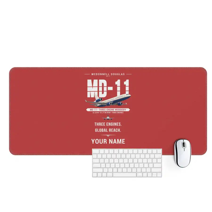 McDonnell Douglas MD-11 - Original + Name - Desk Mat - Red