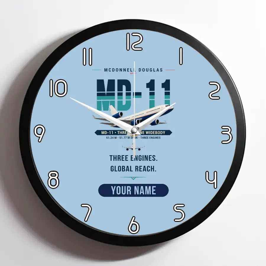 McDonnell Douglas MD-11 - Original + Name - Framed - Light Blue