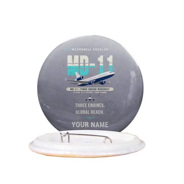 McDonnell Douglas MD-11 - Original + Name - Pin - Gray