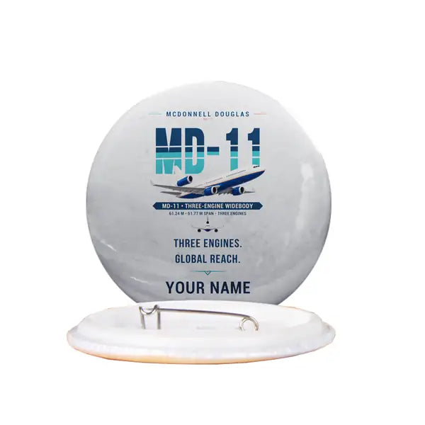 McDonnell Douglas MD-11 - Original + Name - Pin - Light Gray