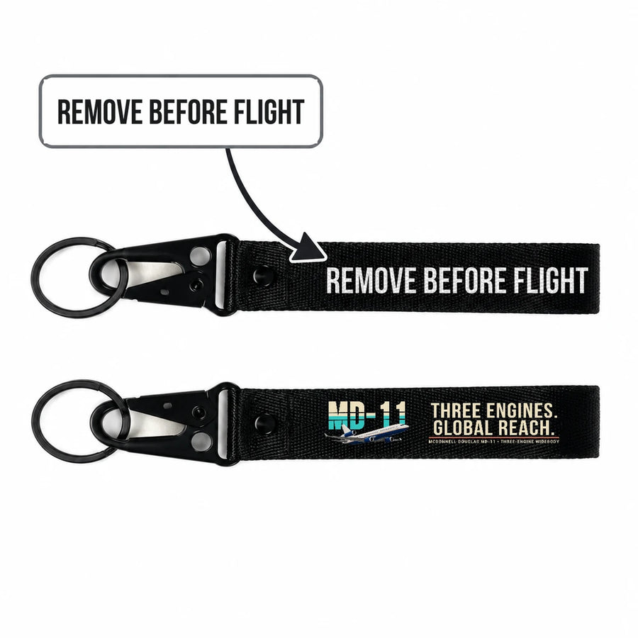McDonnell Douglas MD-11 Hawk-Shaped Key Chains - Black - Original - Remove Before Flight