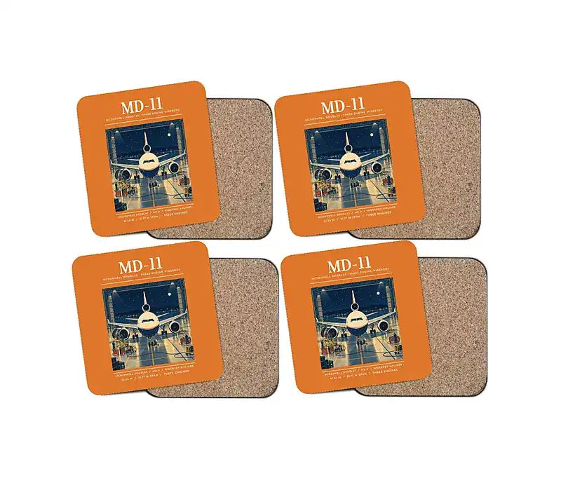 McDonnell Douglas MD-11 - Poster - Coaster Set - Orange
