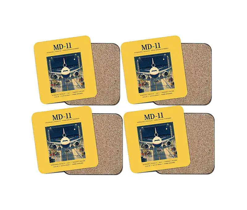 McDonnell Douglas MD-11 - Poster - Coaster Set - Yellow