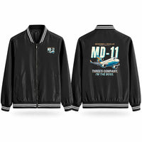 Thumbnail for McDonnell Douglas MD-11 Stylish Jackets - Baseball Collar - Cartoon - Black