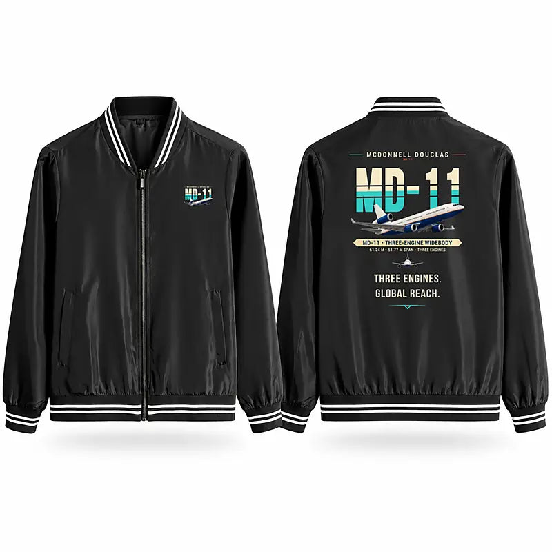 McDonnell Douglas MD-11 Stylish Jackets - Baseball Collar - Original - Black