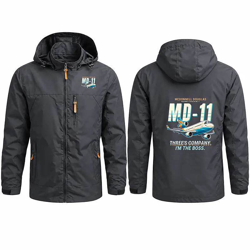 McDonnell Douglas MD-11 Stylish Jackets - Hooded Windbreaker - Cartoon - Charcoal