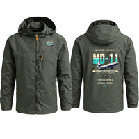 Thumbnail for McDonnell Douglas MD-11 Stylish Jackets - Hooded Windbreaker - Original - Olive Green