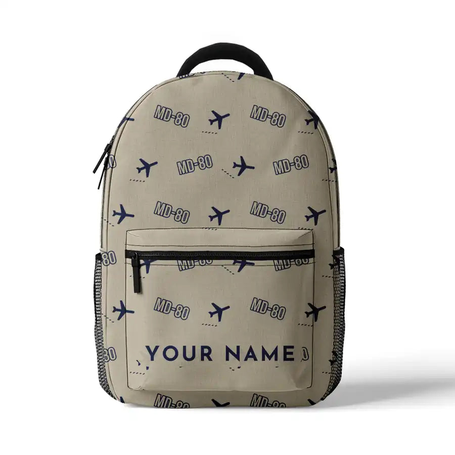 McDonnell Douglas MD-80 - 3D Backpack - 3D Pattern + Name - Beige