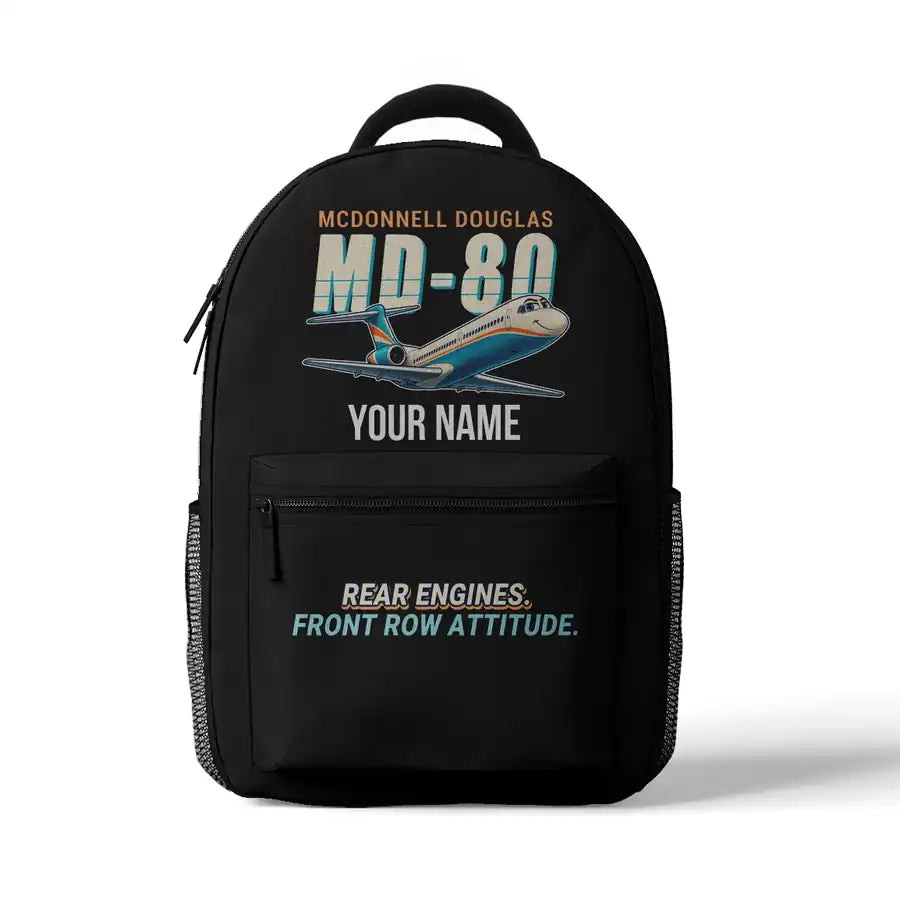 McDonnell Douglas MD-80 - 3D Backpack - Cartoon + Name - Black
