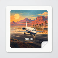 Thumbnail for McDonnell Douglas MD-80 - 3D + Name - Square Sticker - Peel