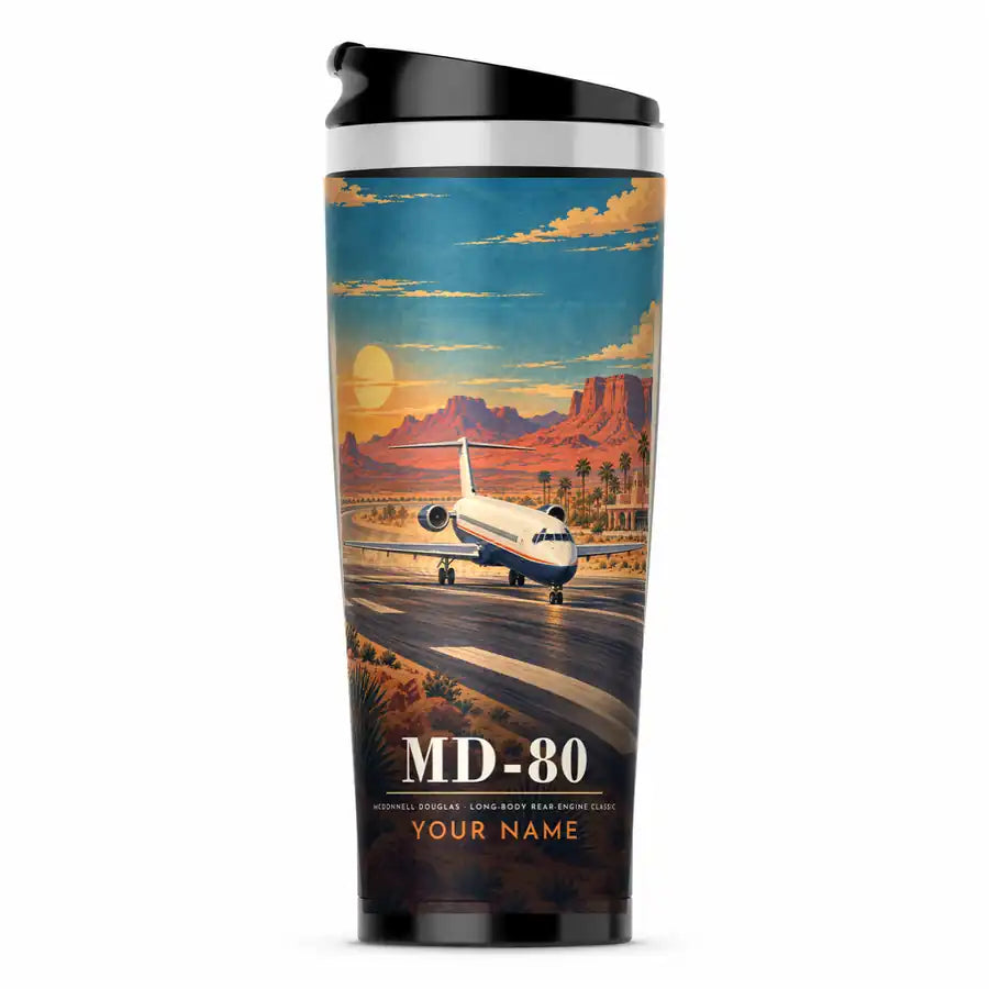 McDonnell Douglas MD-80 - 3D + Name - Stainless Steel (No Holder) - Full Print