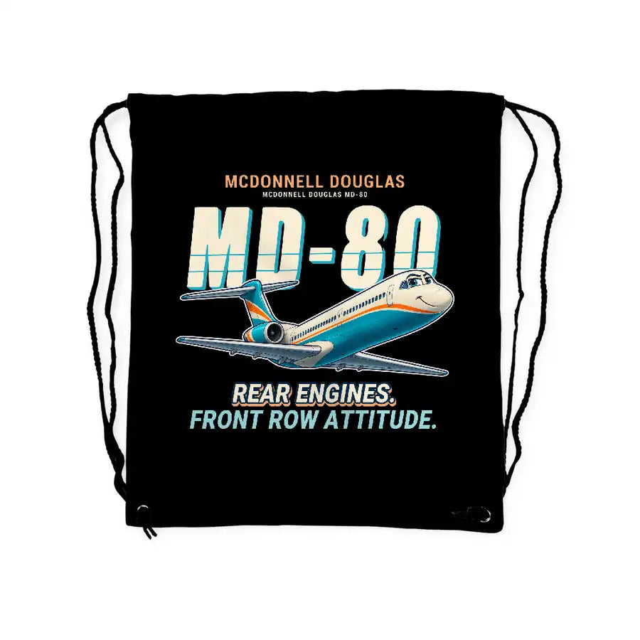 McDonnell Douglas MD-80 - Drawstring Bag - Cartoon - Black