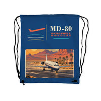 Thumbnail for McDonnell Douglas MD-80 - Drawstring Bag - Classic - Blue