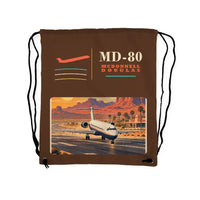 Thumbnail for McDonnell Douglas MD-80 - Drawstring Bag - Classic - Brown