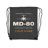 Thumbnail for McDonnell Douglas MD-80 - Drawstring Bag - Heritage + Name - Gray