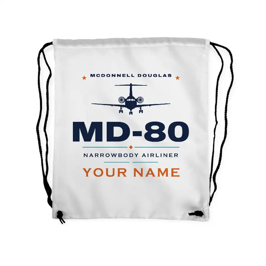 McDonnell Douglas MD-80 - Drawstring Bag - Heritage + Name - White