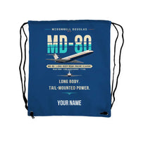Thumbnail for McDonnell Douglas MD-80 - Drawstring Bag - Original + Name - Blue