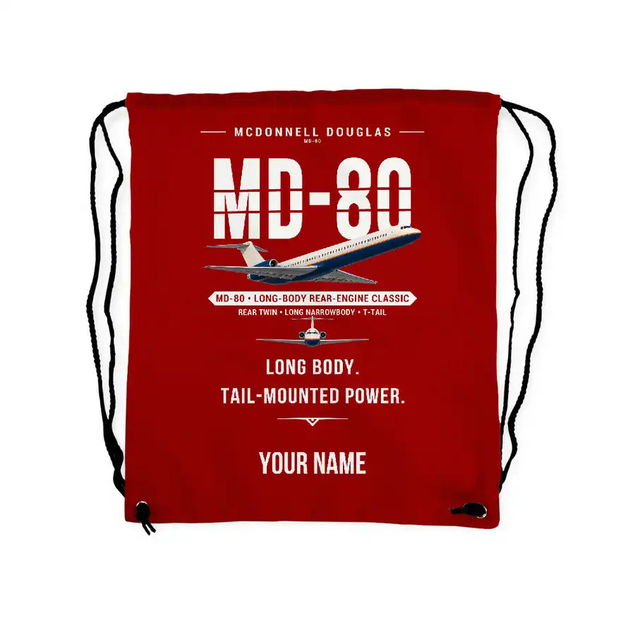 McDonnell Douglas MD-80 - Drawstring Bag - Original + Name - Red