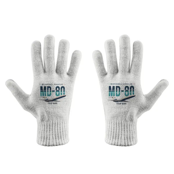 McDonnell Douglas MD-80 - Gloves - Full - Original + Name - White