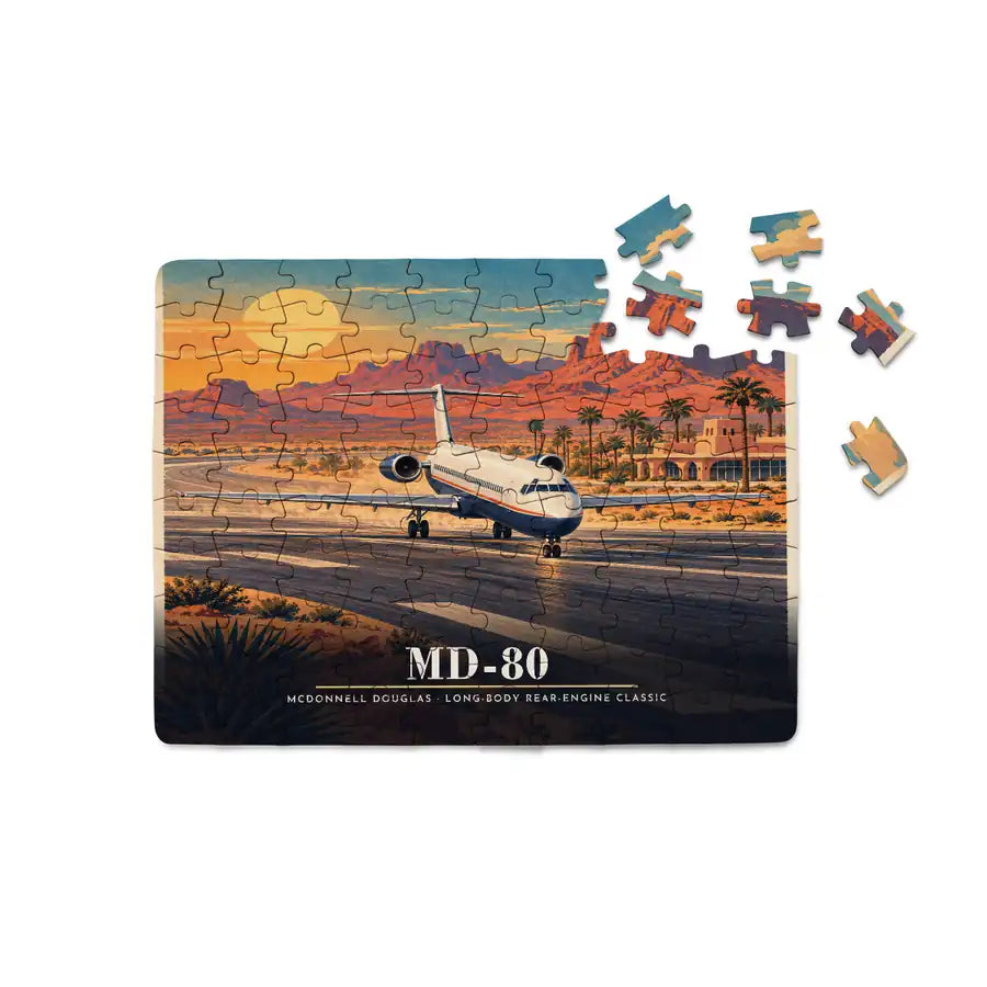 McDonnell Douglas MD-80 - Horizontal + Text - Canvas Puzzle