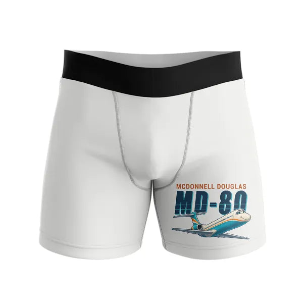 McDonnell Douglas MD-80 - Men Boxers - Cartoon - White