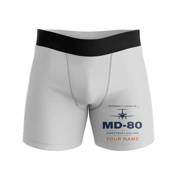 McDonnell Douglas MD-80 - Men Boxers - Heritage + Name - Light Gray