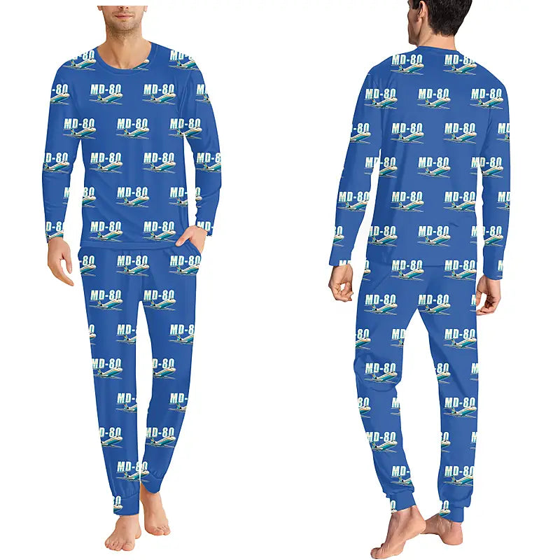 McDonnell Douglas MD-80 - Men Pajamas - Cartoon Pattern - Blue