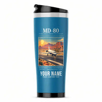 Thumbnail for McDonnell Douglas MD-80 - Poster + Name - Stainless Steel (No Holder) - Light Blue
