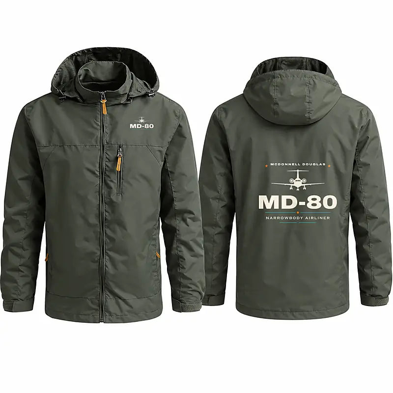 McDonnell Douglas MD-80 Stylish Jackets - Hooded Windbreaker - Heritage - Olive Green