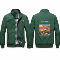 Thumbnail for McDonnell Douglas MD-80 Stylish Jackets - Stand Collar - Poster - Green