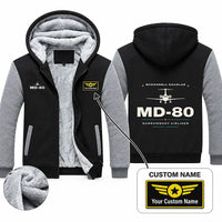 Thumbnail for McDonnell Douglas MD-80 Zipped Sweatshirts - Heritage + Name - Black & Gray