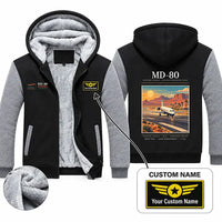 Thumbnail for McDonnell Douglas MD-80 Zipped Sweatshirts - Poster + Name - Black & Gray