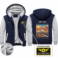 Thumbnail for McDonnell Douglas MD-80 Zipped Sweatshirts - Poster + Name - Navy & Gray