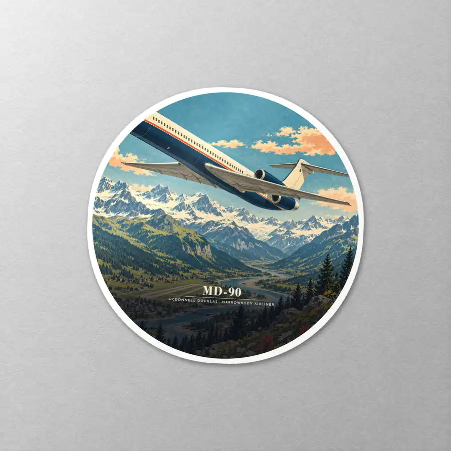 McDonnell Douglas MD-90 - 3D - Circle Sticker - Close-up