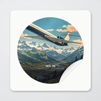 Thumbnail for McDonnell Douglas MD-90 - 3D + Name - Circle Sticker - Peel