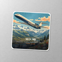 Thumbnail for McDonnell Douglas MD-90 - 3D + Name - Square Sticker - Close-up