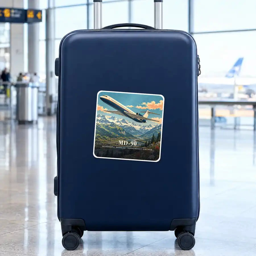 McDonnell Douglas MD-90 - 3D - Square Sticker - Suitcase