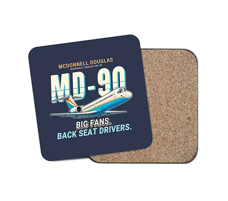 McDonnell Douglas MD-90 - Cartoon - Coaster - Navy Blue