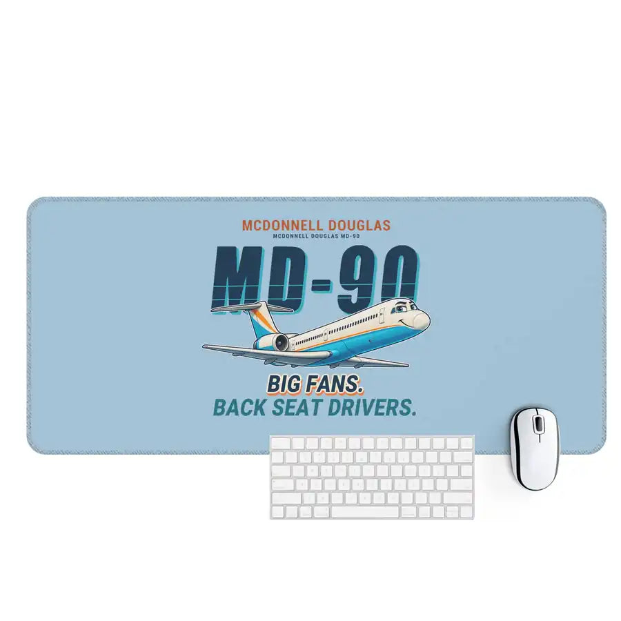 McDonnell Douglas MD-90 - Cartoon - Desk Mat - Light Blue