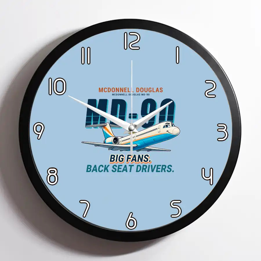 McDonnell Douglas MD-90 - Cartoon - Framed - Light Blue